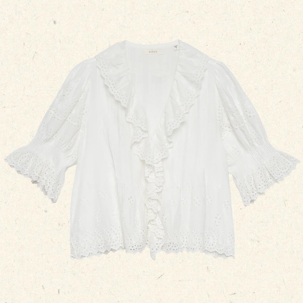 NWT DOEN Henri Eyelet Trim Top - Salt Eyelet XS - Picture 4 of 7